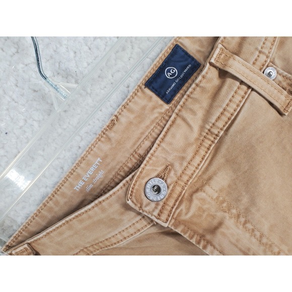 AG Adriano Goldschmied Everett Chino Pants Mens 38 Beige Slim Straight (39x34) - Picture 11 of 13